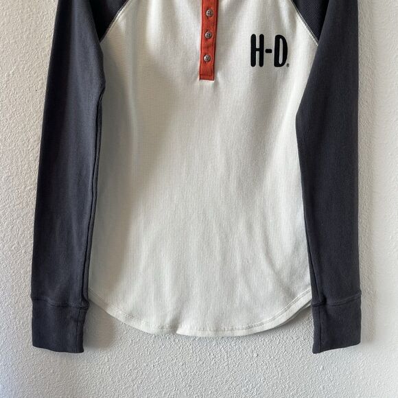 Harley-Davidson Womens Henley Shirt Size Medium Long Sleeve Motorcycle Classic - Picture 6 of 15